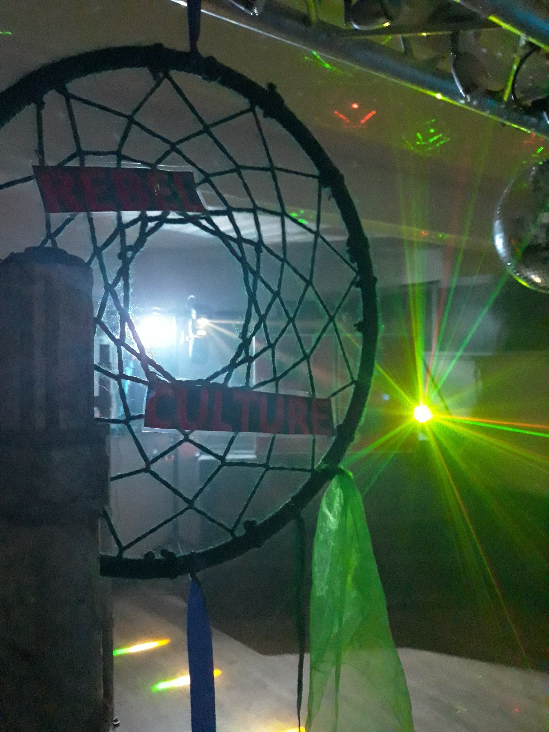 Rebel Culture dreamcatcher with lasers at Magnolia Park
