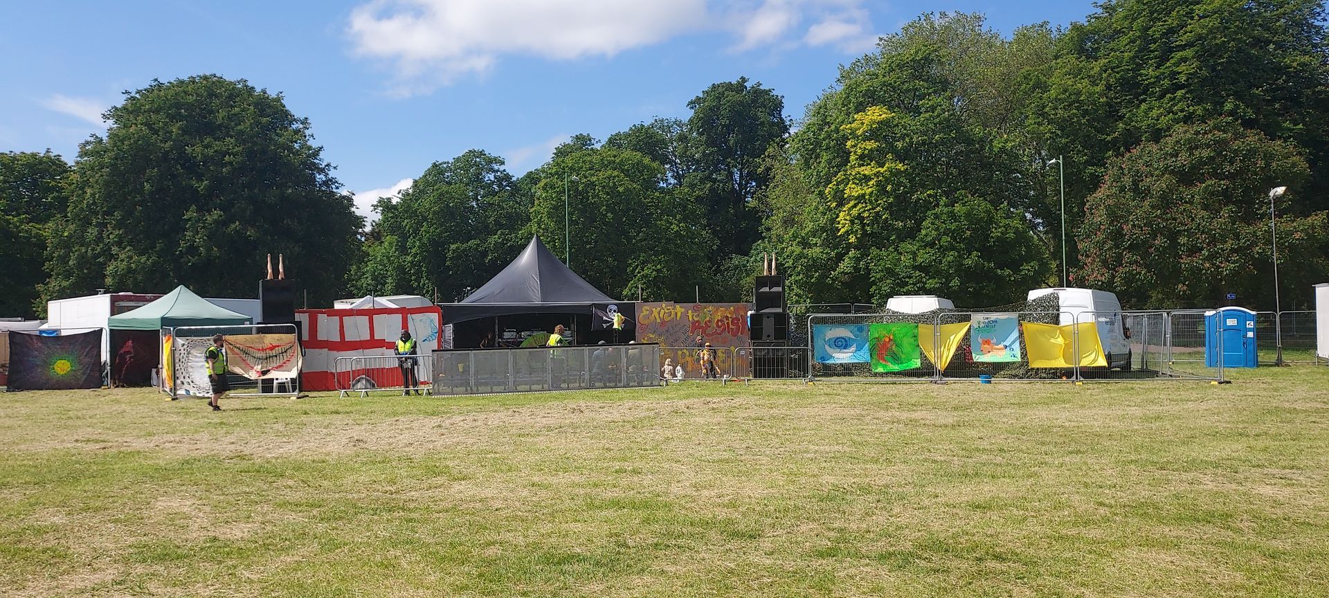 Outdoor stage setup at Strawberry Fair 2023